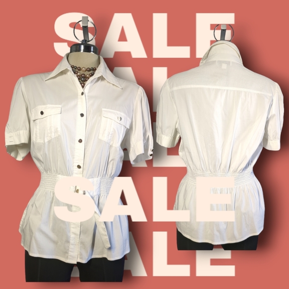 PULI White Short Sleeve Designer Blouse Size L - Picture 2 of 16
